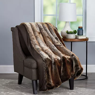 Faux Fur Throw - Luxurious  Zobel Faux Marten Sable Fur Blanket Faux Mink Back • $132.99