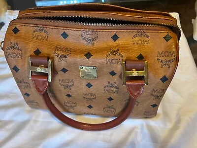 MCM Visetos Leather Cognac Brown Leather  Handbag 947 • $129