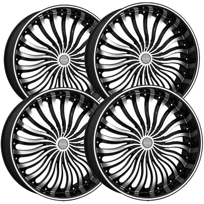 (Set Of 4) Elure 33 22x8 5x108/5x4.5  +35mm Black/Machined Wheels Rims 22  Inch • $811.96