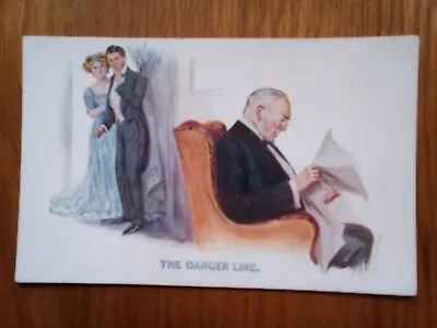 Vintage Comic Postcard By Inter-Art Co - The Danger Line • £1