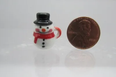 Dollhouse Miniature Christmas Winter Snowman Mug With Top Hat Lid G6463 • $3.59