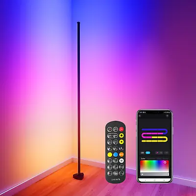 56  RGB LED Corner Floor Lamp RGBIC Ambient Light App Control DIY Color Changing • $39.99