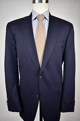 Hart Schaffner Marx Solid Navy Blue Wool Two Button Blazer Size: 42L • $54