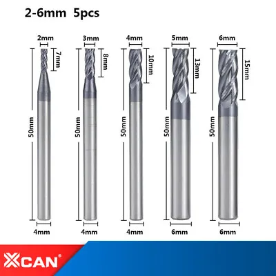 £12.56 • Buy 5x 2-6mm Solid Carbide End Mill 4 Flute AlTin Milling Cutter Slot Drill Bits 