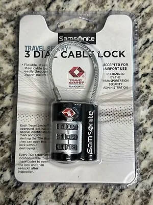 New Samsonite Travel Sentry 3-Dial TSA Combination Cable Lock Luggage Black • $6.99