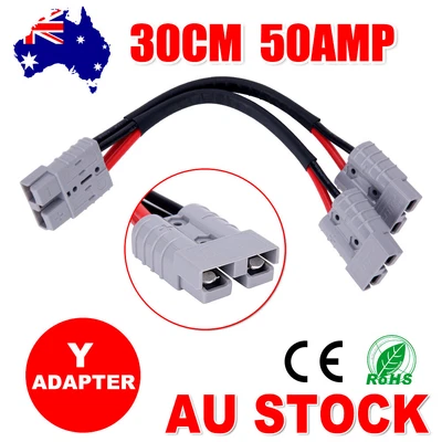$14.85 • Buy 50Amp Anderson Style Plug Connector Extension Double Y Lead Cable Adaptor 6mm RV