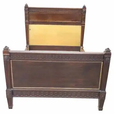 19th Century Italian Louis XVI Style Carved Walnut Antique Bed • £600