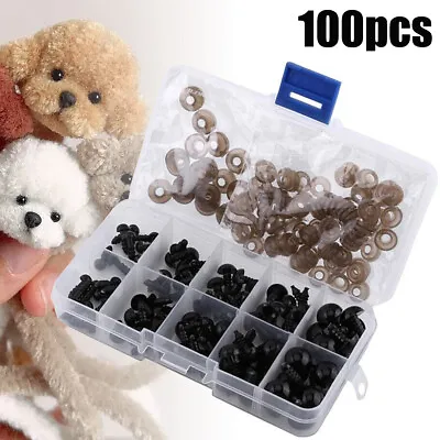 100PCS Black Safety Eyes 6-12mm For Teddy Bear Toys • £3.99