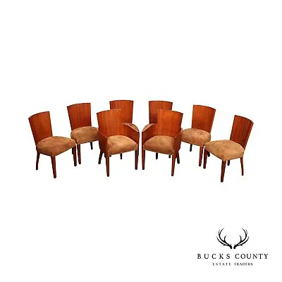 Ralph Lauren Art Deco Style Set Of Eight Walnut Dining Chairs • $3895