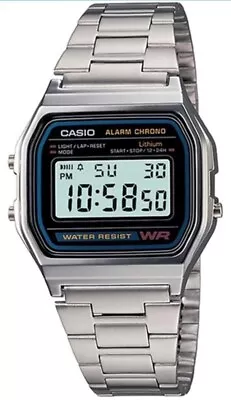 Casio Men’s A158WA-1 Watch With Stainless Steel Band • $90