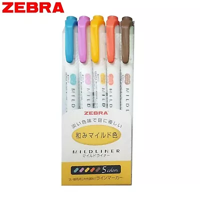 Zebra Mildliner Highlighter Twin Tip WKT7-5C-RC | 5 Colour Marker Pen • $30.69