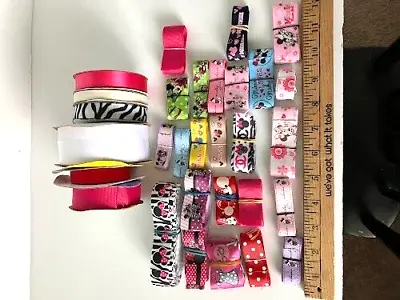 Lot Assorted Ribbon Mickey And Minnie Mouse Grosgrain Hair Bows • $18.99