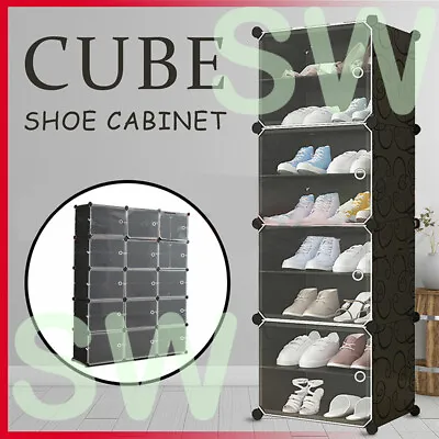 Door Cube DIY Shoe Cabinet Rack Storage Portable Stackable Organiser Stand • $43.99