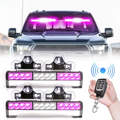 Purple/White Remote LED Emergency Windshield Strobe Light Dash Warning Hazard • $52.49