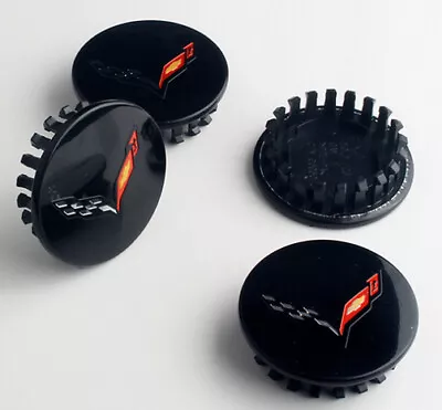 $59.99 • Buy Set Of Four 2.67 Inch BLACK Red Chevrolet CORVETTE C7 Z06 RIM Wheel Center Caps