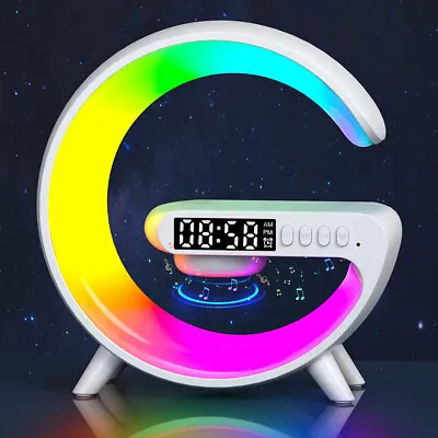 15W Multifunctional G Shaped Light Charging Dock Alarm Clock For IPhone Samsung • $30.69