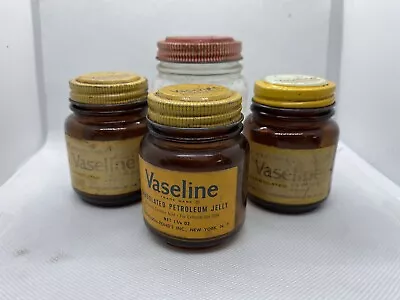 Vaseline Petroleum Jelly Glass Jar Vintage Set Of 4 • $25