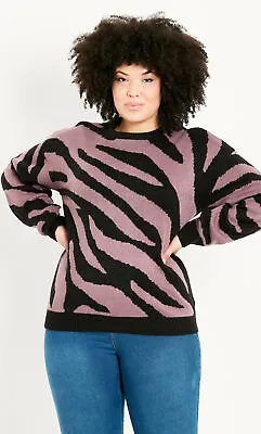 $40 • Buy Evans By City Chic Womens Plus Size Zebra Print Jumper - Purple
