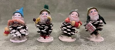 Vintage Japan Christmas Pine Cones Elves/Gnomes - Set Of 4 1940s • $22.50