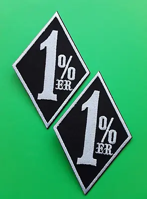 ONE PERCENTER 1% ER OUTLAW MOTORCYCLE CLUB BIKERS EMBROIDERED PATCHES X 2 • £5.99