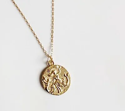 DAINTY Women Girl 925 Sterling Silver 18 Mm Mermaid Gold Coin Necklace 15 -17  • $19.50