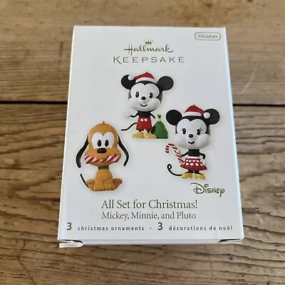 2008 Hallmark ALL SET For Christmas DISNEY Mickey Set 3 Miniature Ornaments • $11.99