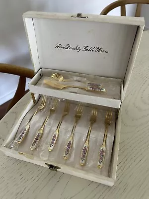 Vintage Set Of 6 Cake Forks Sugar Spoon And Knife Made In Japan • $20