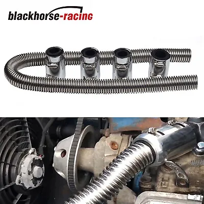 48  Stainless Steel Radiator Flexible Coolant Water Hose Kit+4 X Caps Universal • $37.95