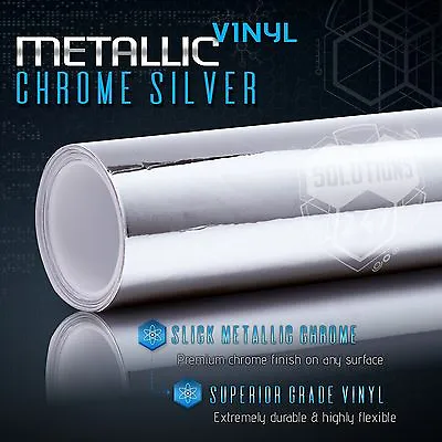 Silver Chrome Mirror Vinyl Wrap Film Roll Sheet Air Bubble Free 12  X 60  In • $7.95