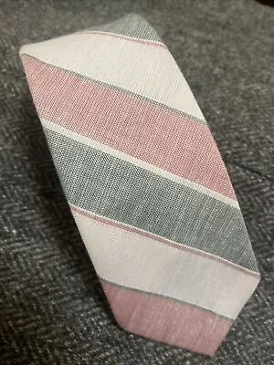 Vintage 80s Claybrooke Pink Old Money Skinny Classic Preppy Academy Ivy Tie • $10.99