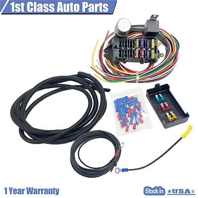 10 Universal Circuit Basic Wire Harness Fuse Box Street Hot Rat Rod Truck 12V • $42.11