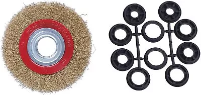 125mm ROUND BRASS PLATED STEEL WIRE BRUSH WHEEL FOR BENCH GRINDER • $23.49