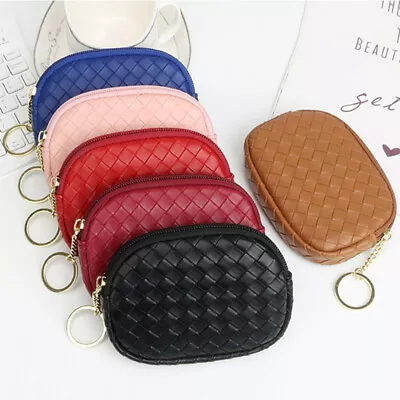 Mini Coin Purse Leather Small Change Bag Card Wallet Pouch Zip Women Key Ring+ • $1.84