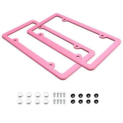 2pc Premium Pink Slim 2-Hole License Plate Frame With Screws/Fasteners And Caps • $10.79