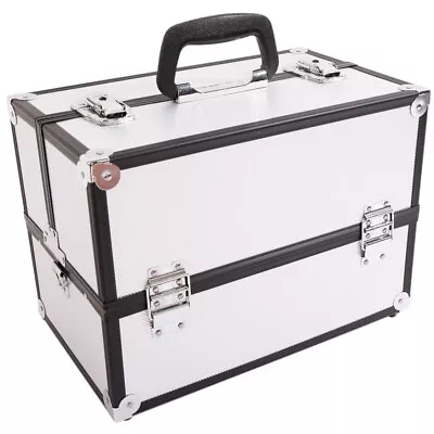 9 /14  Handle Aluminum Makeup Train Case Jewelry Box Cosmetic Organizer Storage • $26.99