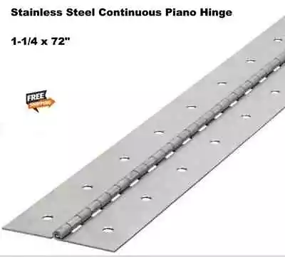 Stainless Steel Piano Hinge 1-1/4 X 6' Continuous Full Surface Non-removable Pin • $53.75