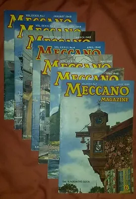 Seven Issues MECCANO MAGAZINE Jan-Jul 1948 Steam Trains Ships Motor Boats • $42.77