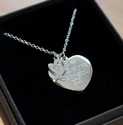 Necklace ENGRAVED Heart Charm Womans Girls Personalised Jewellery Birthday Gifts • £14.95