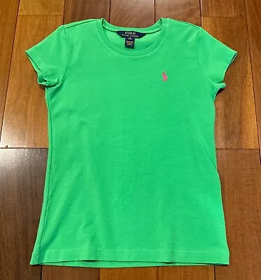 Polo Ralph Lauren Girls SZ M (8-10) Green Short Sleeve Round Neck T-Shirt EUC • $4.99