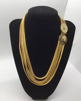 Vintage Multi Strand Gold Tone Snake Chain Choker Necklace • $19.99