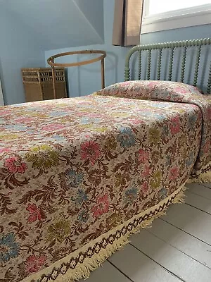 Vintage Bates Bedspread Colorful Floral Full/double Fringed  • $124