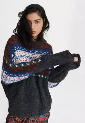 Rag & Bone Finlay Fair Isle Alpaca Merino Wool Blend Hoodie Sweater Ladies Sz S • £125