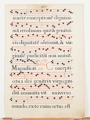 17th Century Antiphonal Music 2 Sided Vellum(?) Manuscript 18 ×12  Pages 187/188 • $159.97