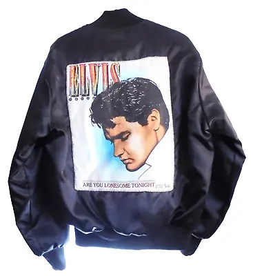 Vintage Elvis Presley Jacket Nylon Bomber Jacket W/Hand Applied Accents Large • $85
