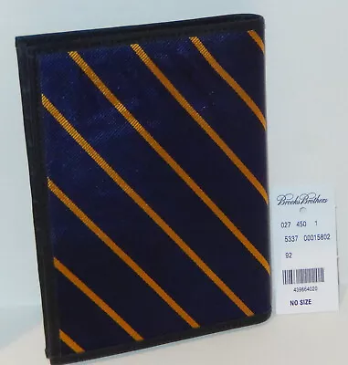 BROOKS BROTHERS Navy Yellow Bifold Wallet Credit Cards ID Passport Holder NWT • $64.99