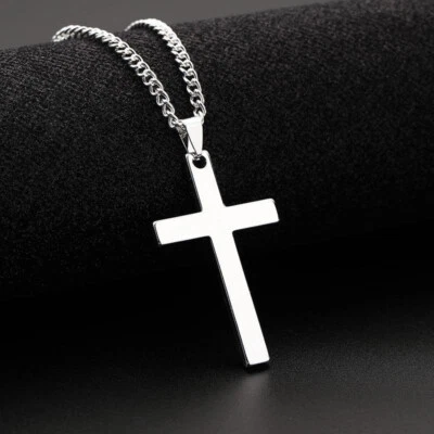 $5.99 • Buy Boys Mens Stainless Steel Vintage Cross Pendant Necklace Men Women