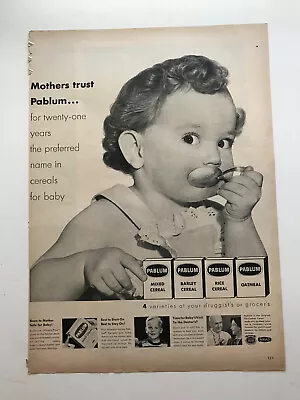 1953 Pablum Mixed Cereal Barley Cereal Rice Cereal Oatmeal Vintage Print Ad • $9.50