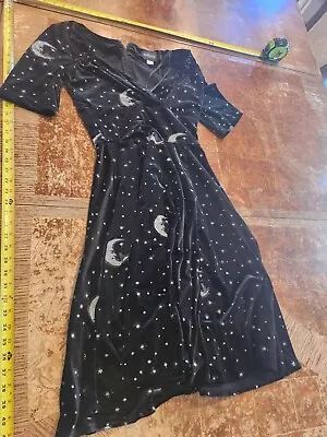 Collectif X Modcloth Black Velvet Moon & Star Dress Size US Small / Uk 10 #OO • $34.99