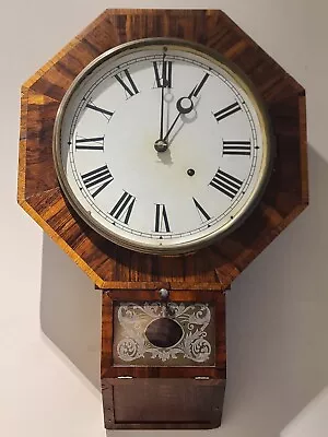 Antique 1890 E.N. WELCH Octagon Short Drop Rosewood School Regulator Wall Clock • $349.99