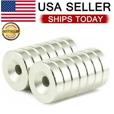 25 50 100 Strong Countersunk Ring Magnets Rare Earth Neodymium Hole 4mm • $17.99